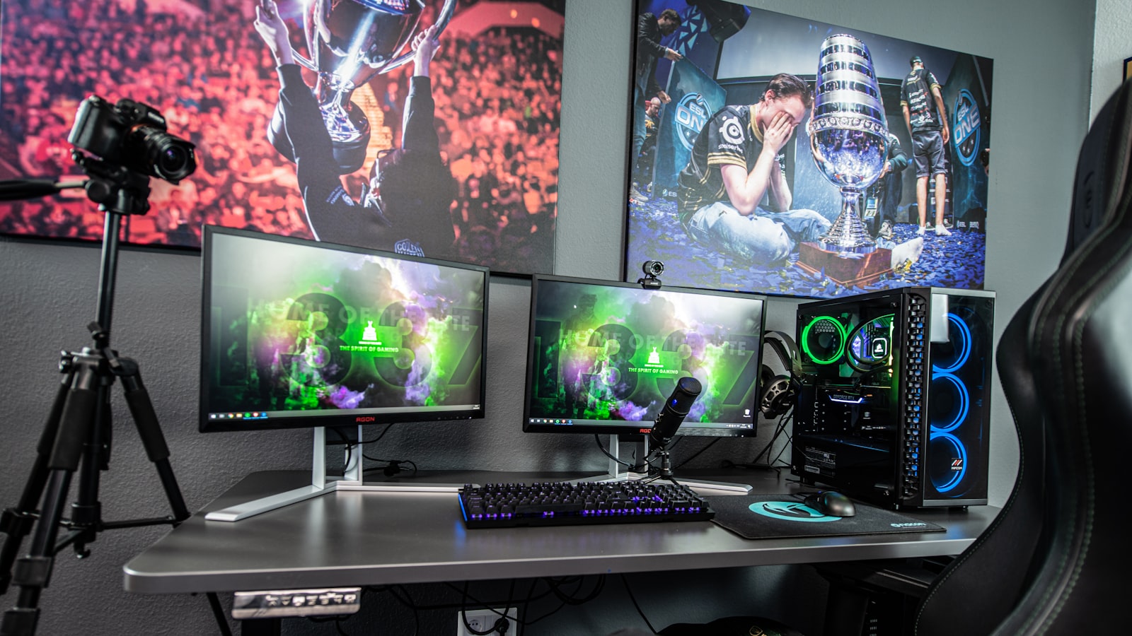 Gaming chair at a desk setup